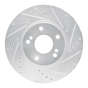 Infiniti Q45 Brake Rotor (1) - Front Right - R1 Concepts - Drilled & Slotted - Silver - `97-`01